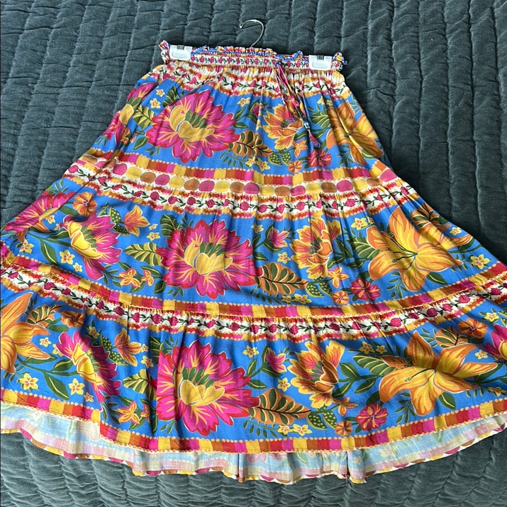 Farm Rio Floral Blue and Yellow Women's Skirt. Size small to medium. Worn once